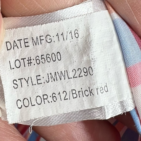 JOHNNIE-O Brick Red Plaid Button Down Lightweight Bamboo Shirt Men's Size Large - Picture 7 of 7